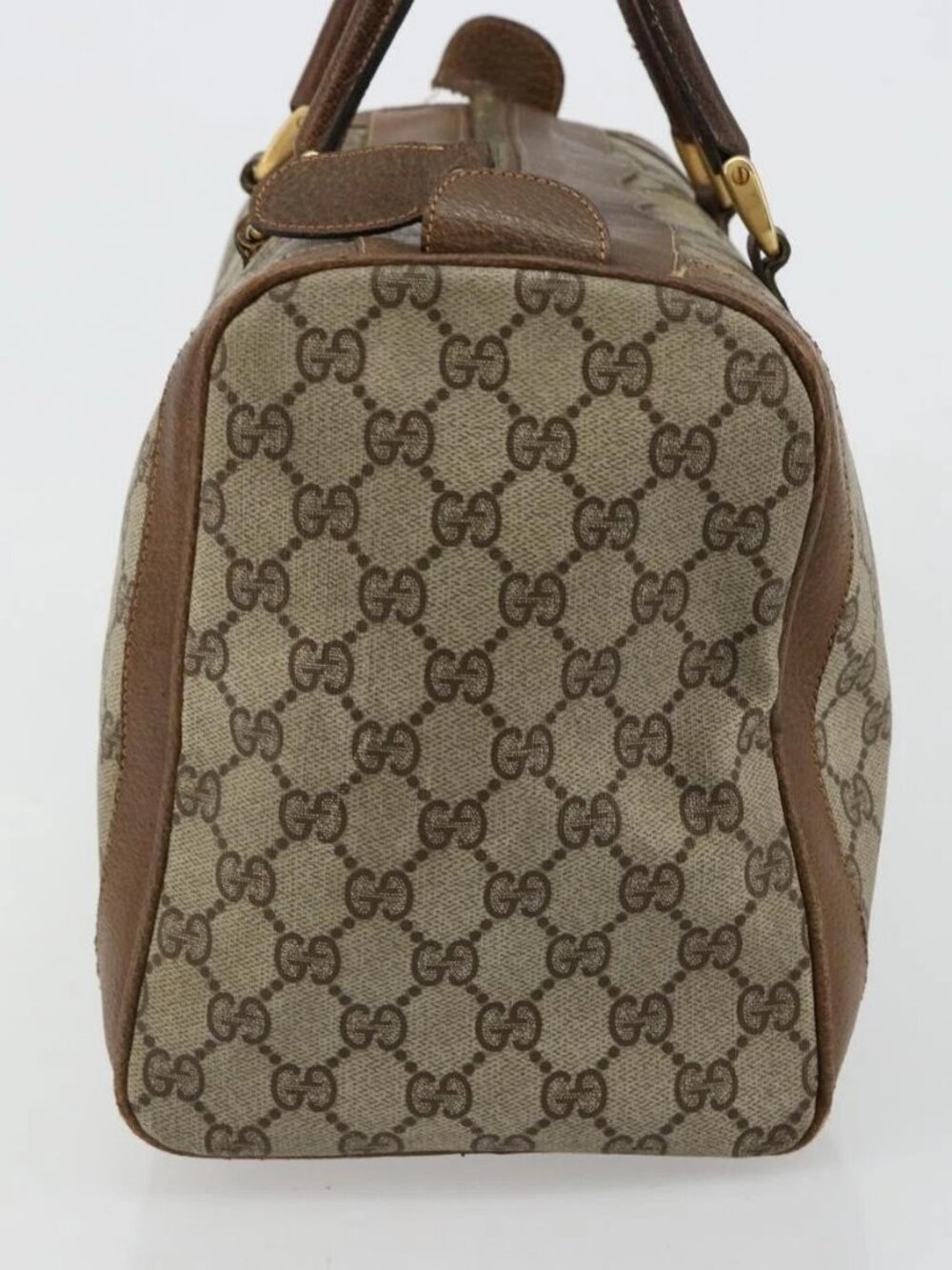 GUCCI GG Supreme Boston Bag PVC Beige Gold Auth 184499 - Picture 5 of 14